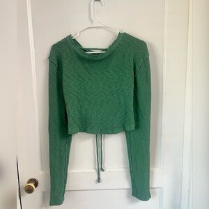 Free People Primadonna Cropped Long Sleeve Ribbed Top Mint Green Size M
